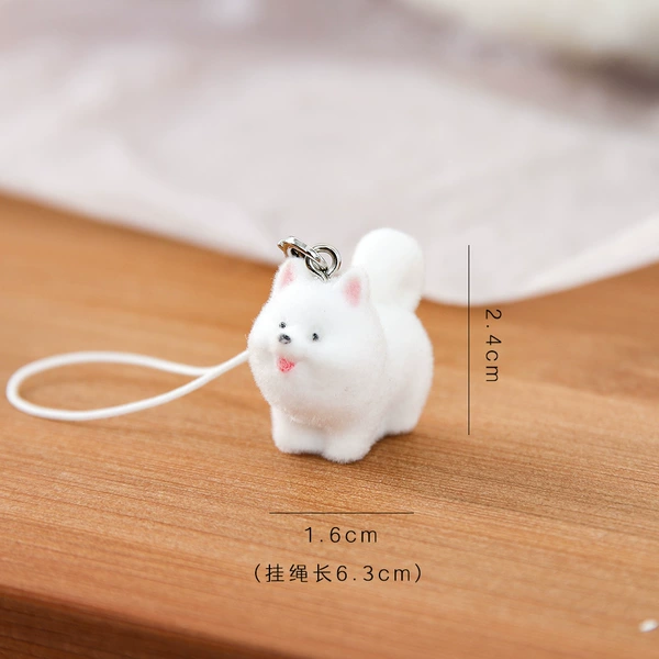 Cute dog flocked key chain/Samoyed
