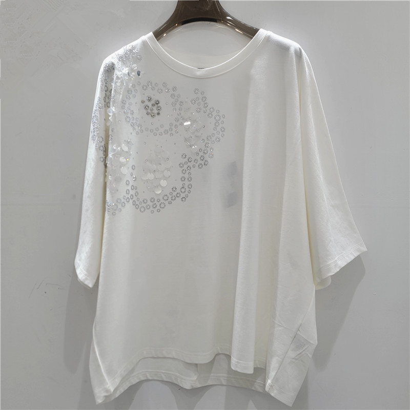 Sequinilla bordada camiseta de cuello redondo de mangas cortas para mujeres 2026 nuevo estilo extranjero envejecimiento suelto cubrir el estómago blusa versátil image 6