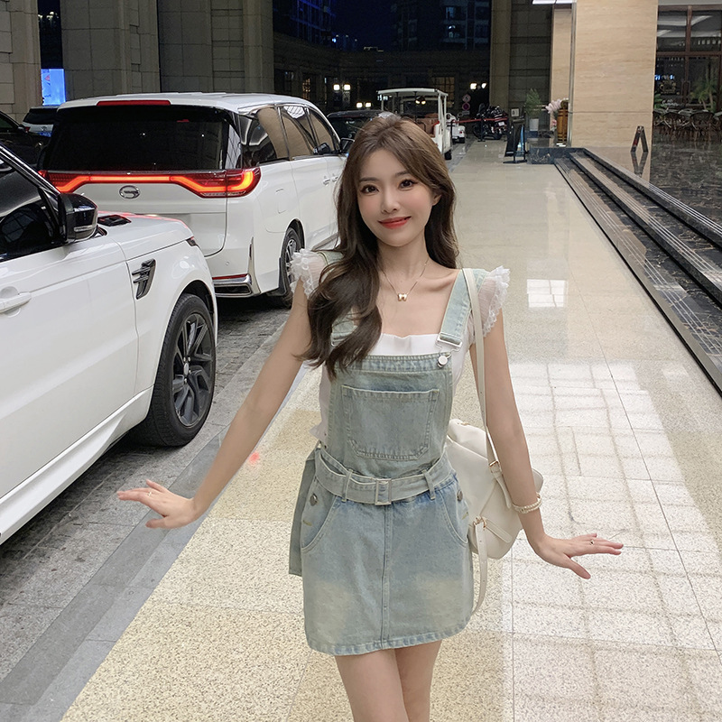 Love! Girl's Stylish Dress, Age-Reducing Skirt, A-Line Denim Suspender Skirt Love! Girl's Stylish Dress, Age-Reducing Skirt, A-Line Denim Suspender Skirt