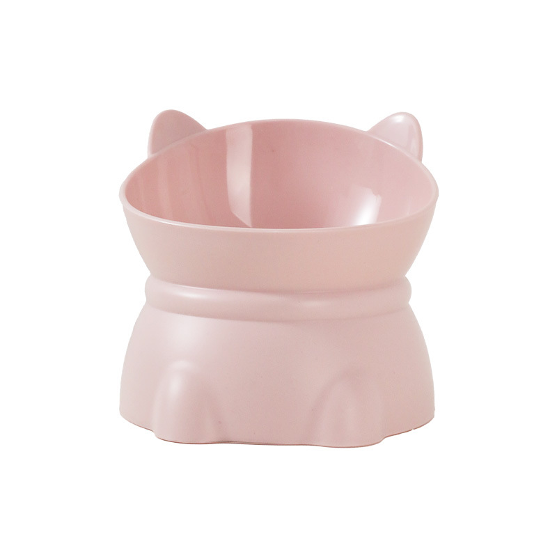 Tazón para gatos de patas altas Tazón de protección para el cuello con orejas de gato carnoso Tazón de plástico para gatos anti-volcado
