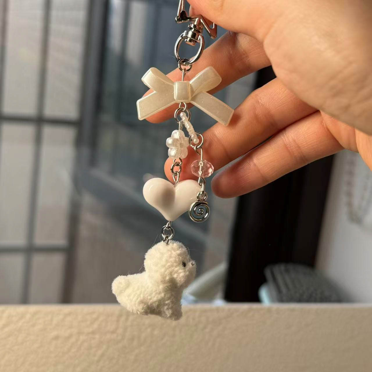 Cute Resin Animal Heart Shape Bow Knot Unisex Bag Pendant Keychain display picture 4