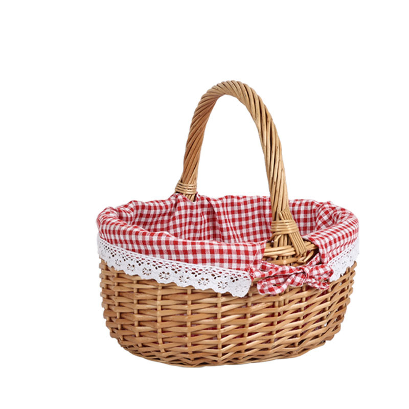 Cesta de picnic cesta tejida a mano cesta de ratán regalo de mano cesta de verduras portátil almacenamiento cesta de huevos de ratán