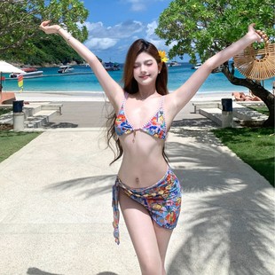 Three-Piece Suit European and American Swimwear 2025 New Split Bikini Ethnic Style Sexy Swimwear for Women