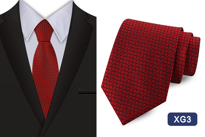 Polyester Material Men's Solid Color Plaid Business Jacquard Polyester Tie Wholesale