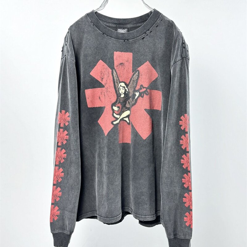 Trendy Brand Red Hot Chili Peppers Washed Vintage Distressed Long-Sleeve T-Shirt for Men and Women Trendy Brand Red Hot Chili Peppers Washed Vintage Distressed Long-Sleeve T-Shirt for Men and Women