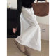 French Style White Skirt Women's 2025 Spring Loose Niche Design Lace Stitching Loose Waist A- line Long Dress