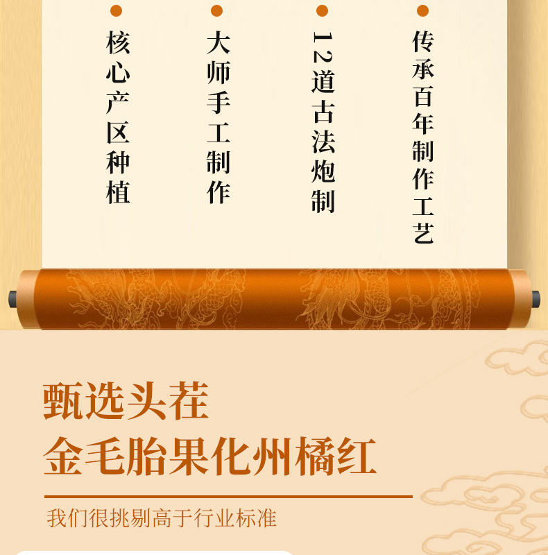 Huazhou Tangerine Peel Slices Hua Ju Hong Citrus Grandis Aged Herbal Tea 150g Box overview
