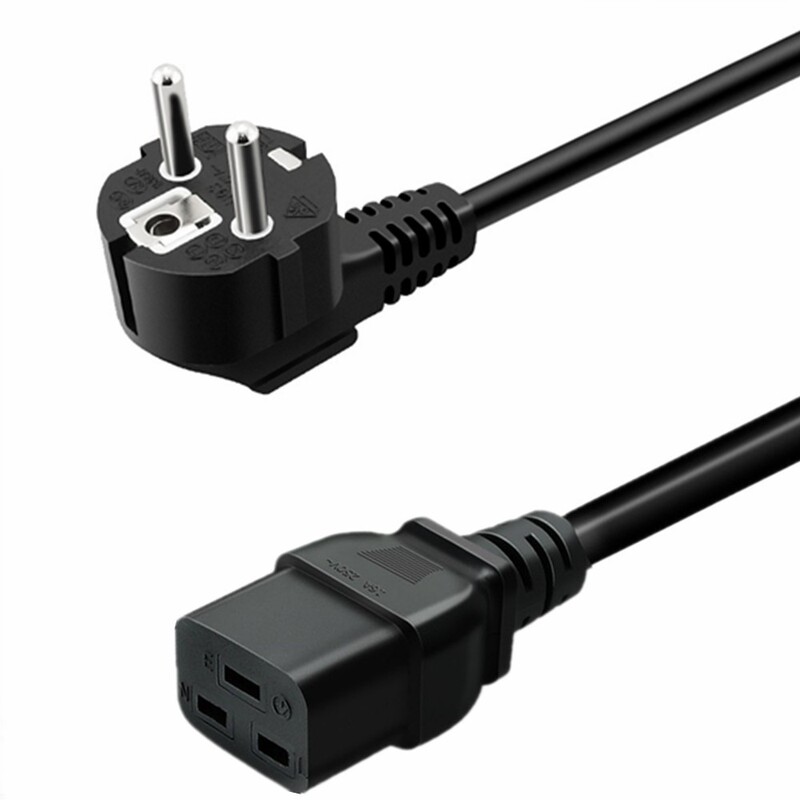 European Standard High-Power C19 Three-Pin Plug Power Cord with Three-Core Plug