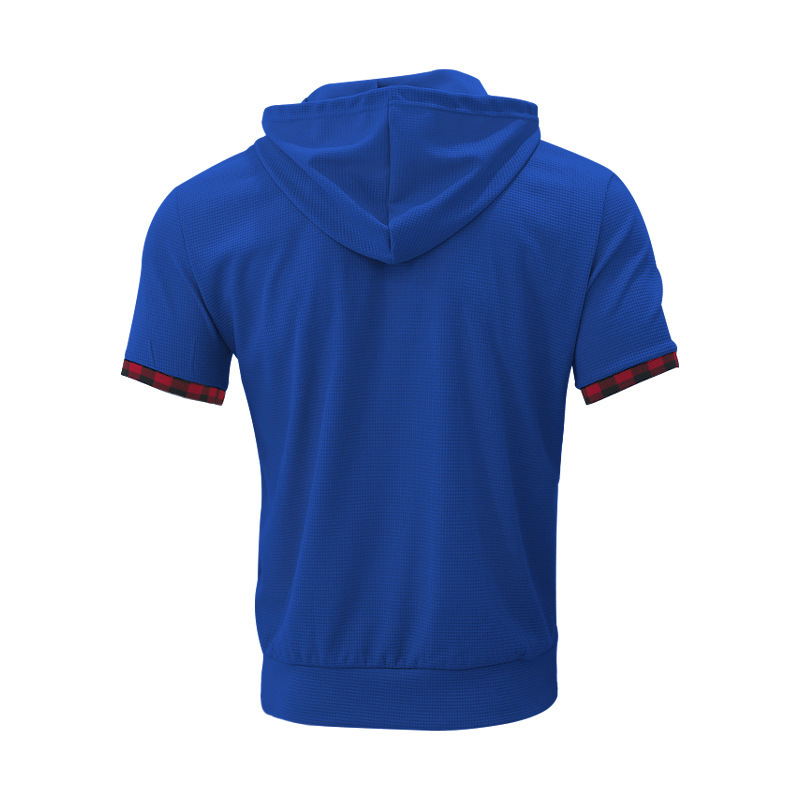 Men's Waffle Knit Hooded T-Shirt And Shorts Set - Summer Athletic Casual Short Sleeve Outfit_viptrois.com
