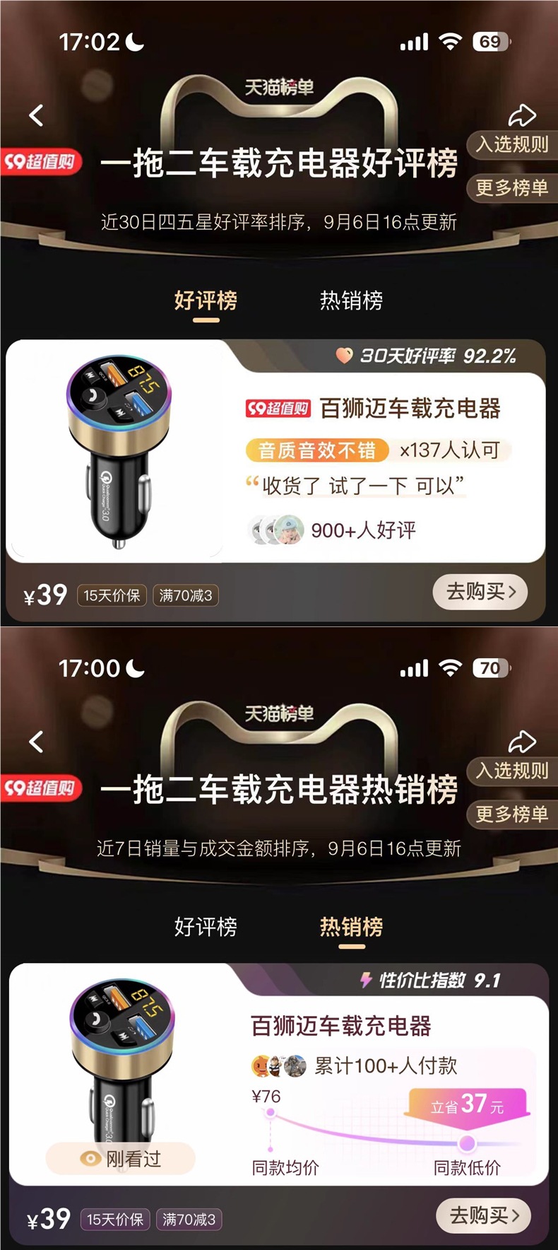 Car Charger Bluetooth Mp3 Player Car Super Fast Charging Cigarette Lighter Conversion Plug USB One to Two Three
