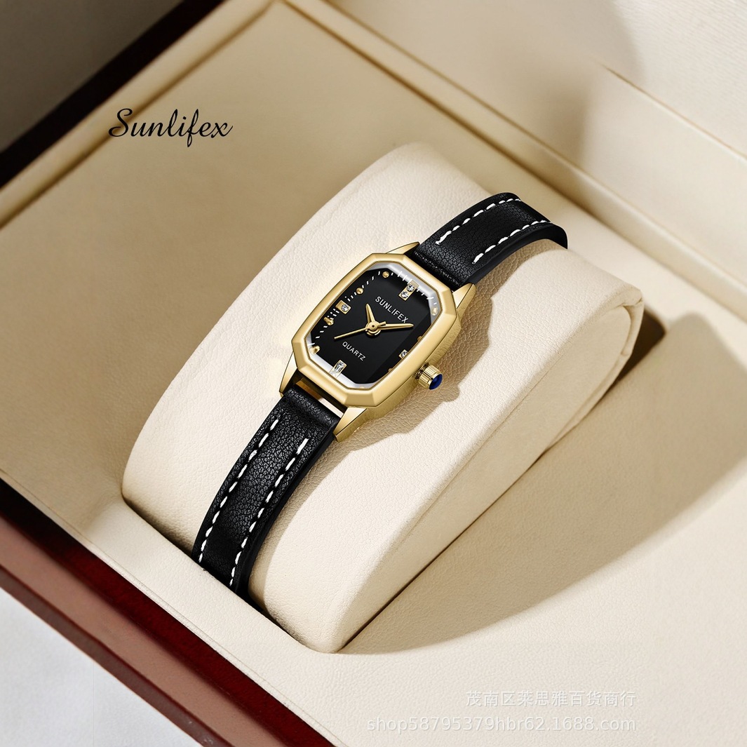 SUNLIFEX レディース ウォッチ カジュアル 通勤 多用途 コンパクト 中古 シンプル スクエア ベルト クォーツ時計 腕時計
