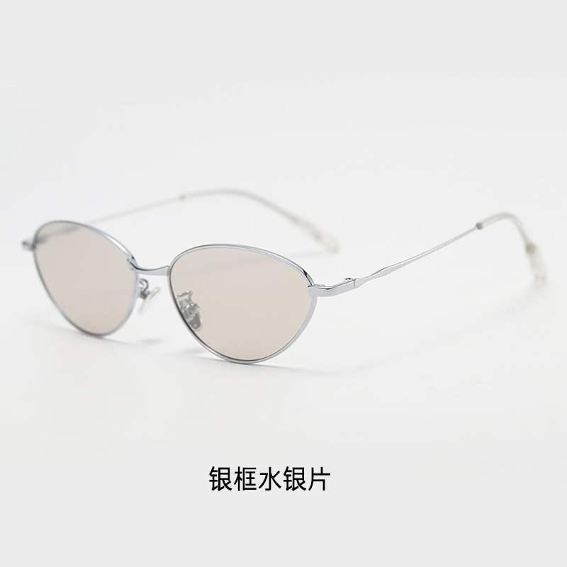 欧美Y2K未来感猫眼墨镜女千禧辣妹街拍眼镜复古朋克金属太阳镜男|undefined