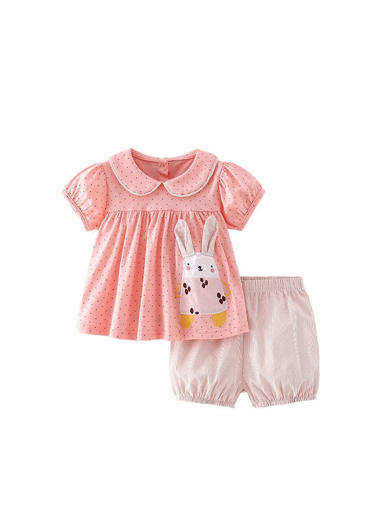 Transfronterizo malwee set de niñas verano nuevo cuello redondo de manga corta camiseta europea y americana para niños de mediana edad dos piezas set