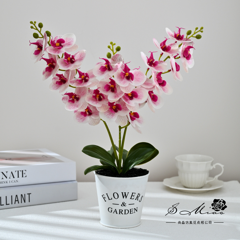 18 flores mariposa orquídea bonsai simulación de maceta creativa flores falsas decoración del hogar fotografía flores artificiales flores de boda image 10