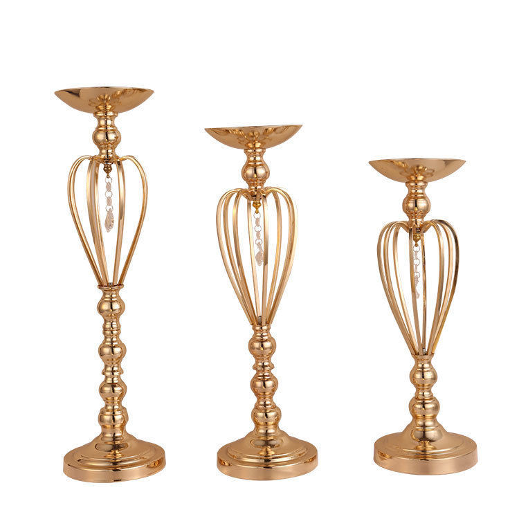 Dorado ceremonia oro hierro forjado props boda camino galvanizado corona etapa vasos de bienvenida área principal suministros de mesa candelabros