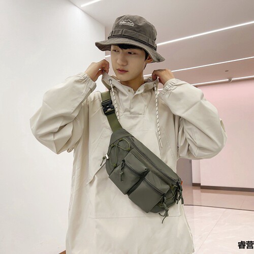 2025 New Trendy Men's Large Capacity Crossbody Bag Daily Lightweight Versatile Waist Bag Ins Japanese Style Sports Chest Bag