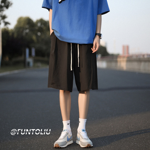 Japanese Retro Work Shorts for Men - Summer Ins Trend Brand, Versatile Loose Straight Leg Sports Casual Five-Eighth Inseam Pants