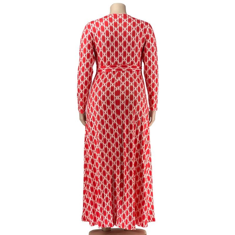 Swing-kleid Strassenmode Pendeln V-ausschnitt Lange Ärmel Drucken Maxi Langes Kleid Täglich display picture 52