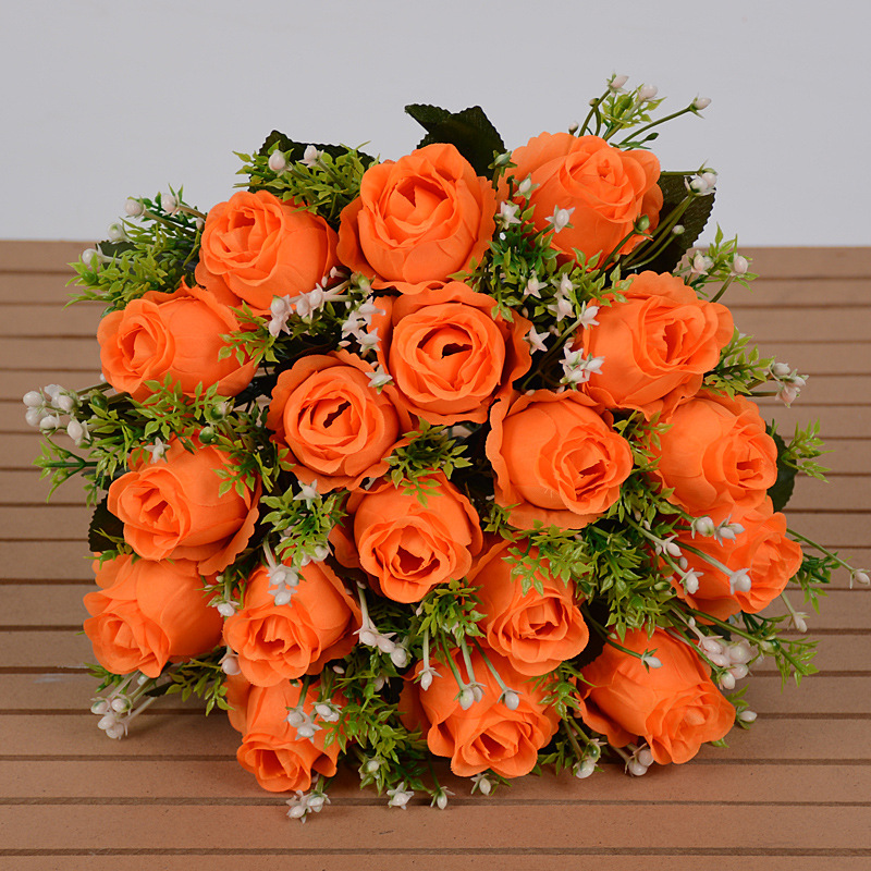 Ramo de flores artificiales de seda, decoración de boda o salón, ramo de rosas elegante