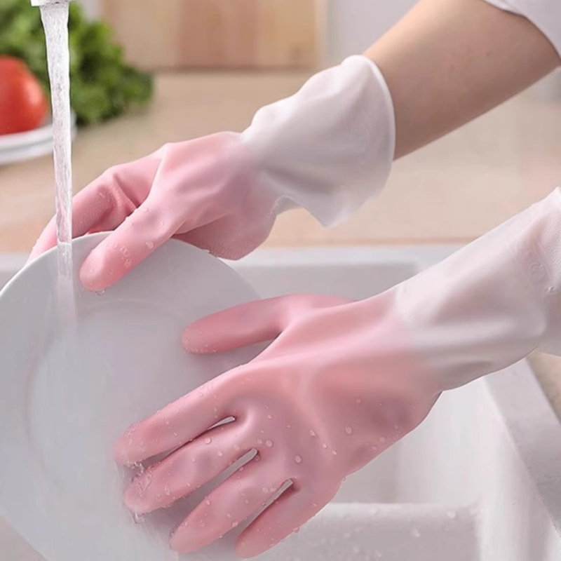 家事手袋キッチン食器洗い手袋グラデーションカラーのゴム手袋家庭用トイレ家事クリーニング耐摩耗性ゴム手袋|undefined