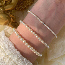 百搭s925纯银天然珍珠手链女小众设计款精致细款手串手饰不掉色