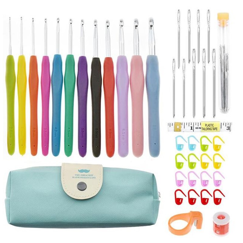 High-end Knitting Tool Set, Soft Handle Crochet Set, TPR Soft Handle Aluminum Crochet Hook, Can Be Matched with Various Accessories at Will High-end Knitting Tool Set, Soft Handle Crochet Set, TPR Soft Handle Aluminum Crochet Hook, Can Be Matched with Various Accessories at Will