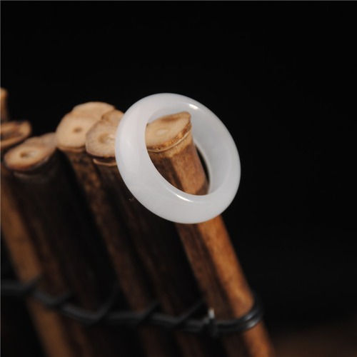 Xinjiang Hotan Jade White Jade Ring Women's Mutton Fat Jade White Jade Ring Men's and Women's Couple Ring Retro Jade Ring