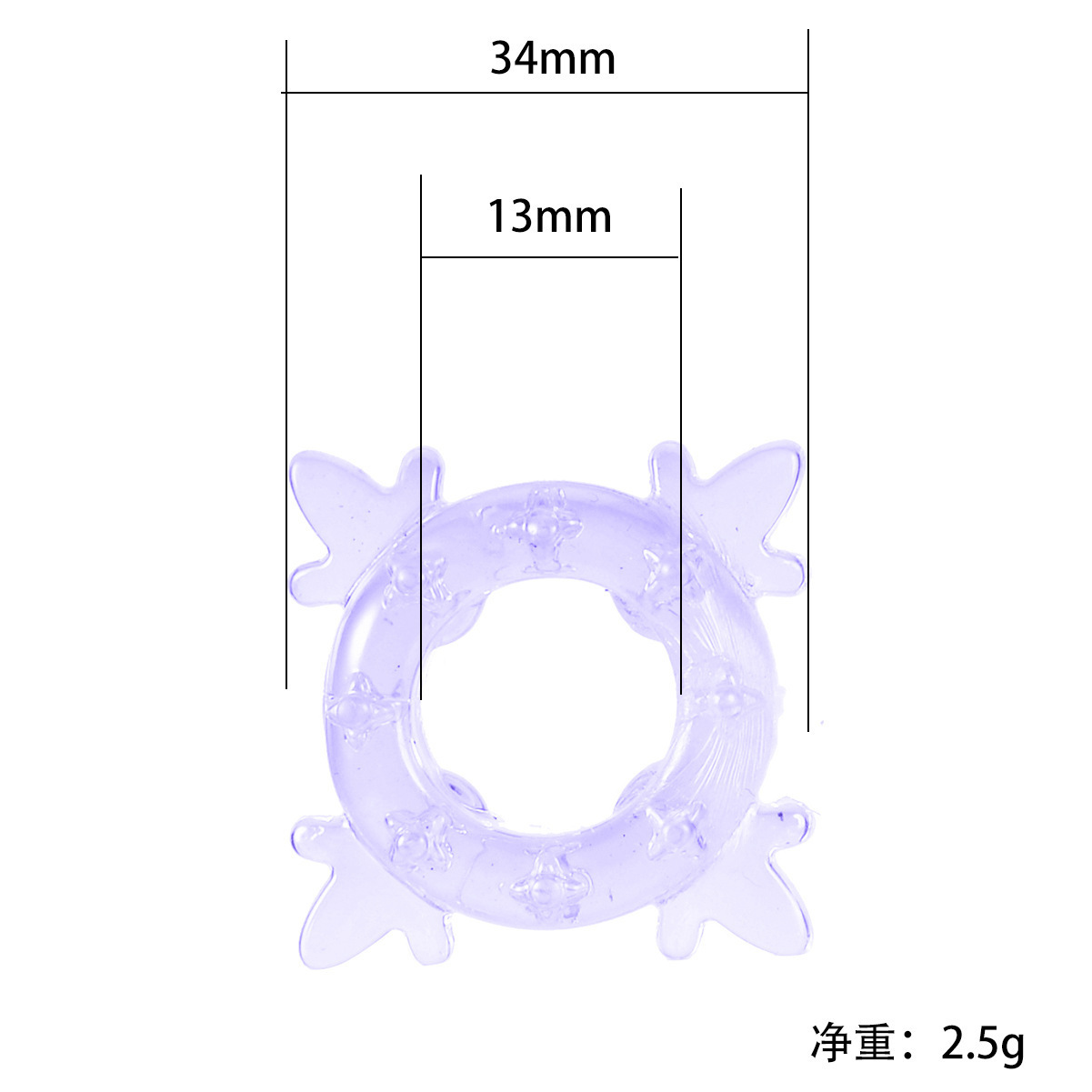 Caterpillar Crystal Delay Ring TPE Locking Sun Ring Adult Toy — detail image 5