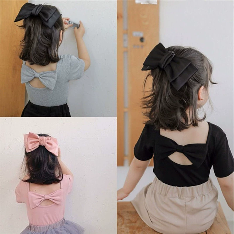 2023 новая летняя одежда для девочек, летние футболки с короткими рукавами, детские нижние рубашки, детская одежда, детские топы с бантиками, сладкие