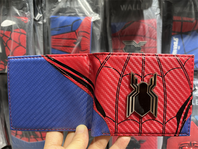 Cartoon Spider-Man niños estudiantes billetera corta para niños PU piel bolso de cambio bolso de mano bolso de tarjetas vengadores