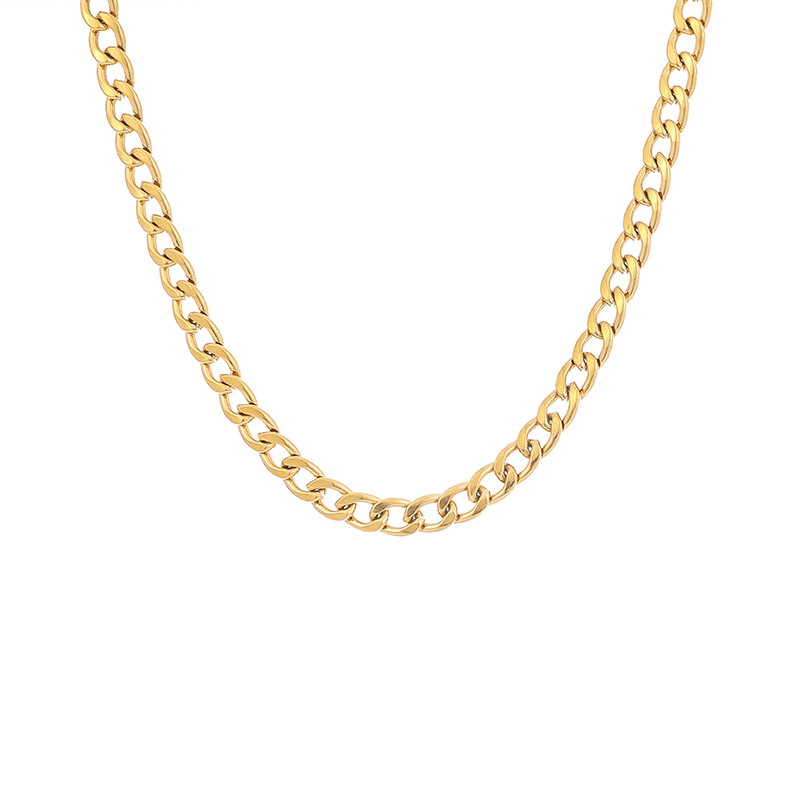Collar cubano minimalista de acero inoxidable transfronterizo europeo americano Lina Girl, cadena gruesa NK de hip-hop de moda para hombres y_voghion.com