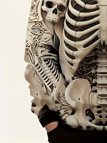 Boys' Halloween Skeleton Hoodie 3D Skull Print Relaxed Fit