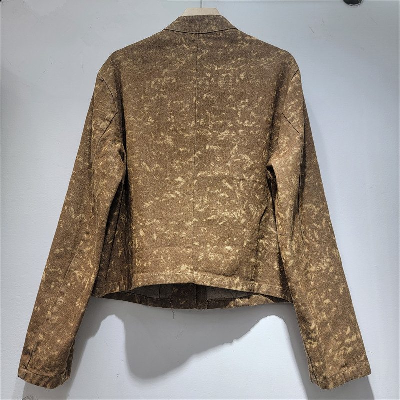 2026 primavera y otoño nuevo diseño de cuentas bordadas de industria pesada se siente lujoso cuello de lujo chaqueta denim de manga larga