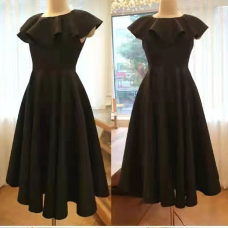 Europa y América Amazon AliExpress deseo de las Mujeres Nuevo Negro Falda corta vestido de noche simple vestido elegante