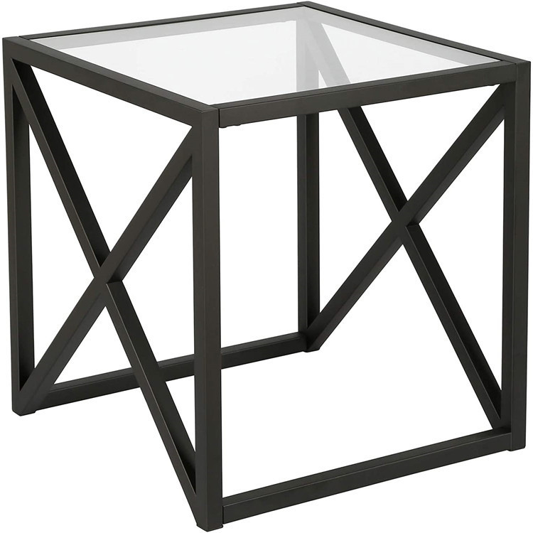 Transparent tempered glass living room furniture sofa side table wayfair same style Dingxin factory direct supply small side table