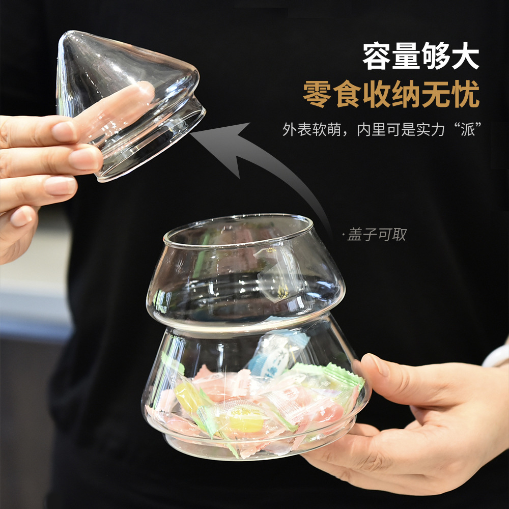 Tarro de almacenamiento de árbol de Navidad de vidrio creativo Tarro de dulces con tapa Decoración de almacenamiento de estilo europeo Decoración del hogar Decoración de mesa de postre suave