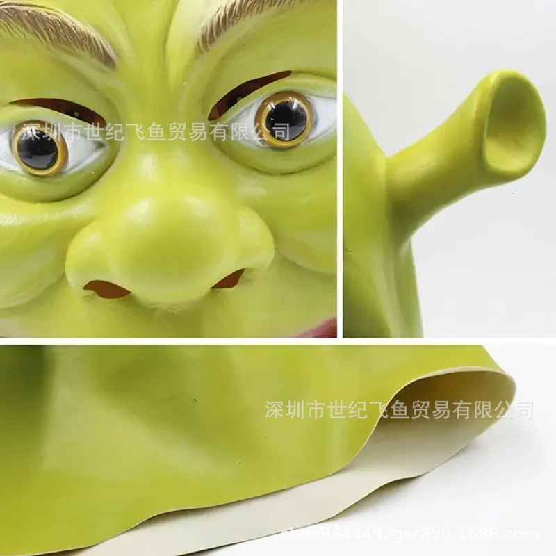 Halloween horror Shrek máscara de cabeza de monstruo verde cosplay baile extraño cabeza verde fábrica al por mayor