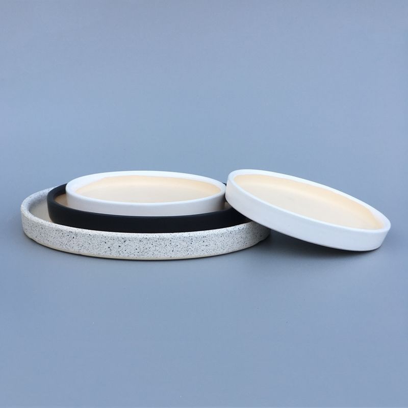 bandeja de base de maceta cerámica gran redonda blanco negro esmaltado bandeja de base de agua 2025 cerámica envío gratuito