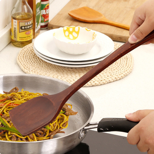 Kitchen long-handled vegetable spatula, wooden spatula, wooden spatula, special wooden spatula for non-stick pans, solid wood kitchen utensils, pan special for cooking