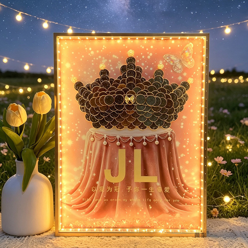 520 Chinese Valentine's Day Handmade DIY Coin Photo Frame for Couples, Gifts for Boyfriend/Girlfriend, Birthday, Engagement, or Best Friend