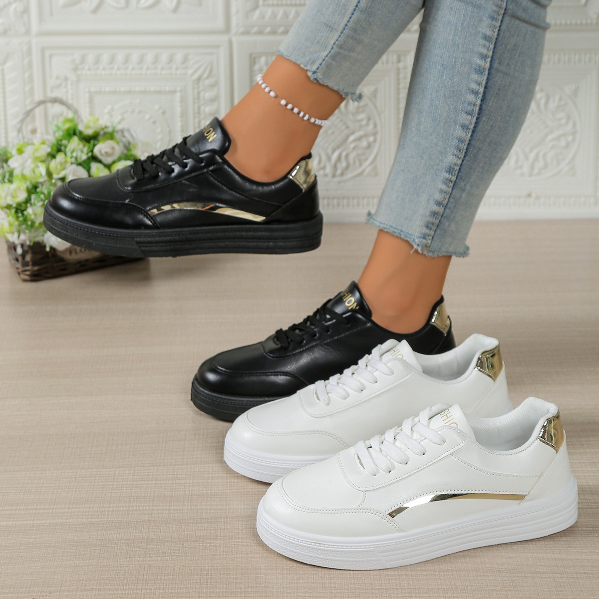 Comercio exterior2026 primavera transfronteriza nuevo europeo y americano zapatos blancos casuales zapatos deportivos casuales zapatos de altura baja zapatos individuales de tamaño grande