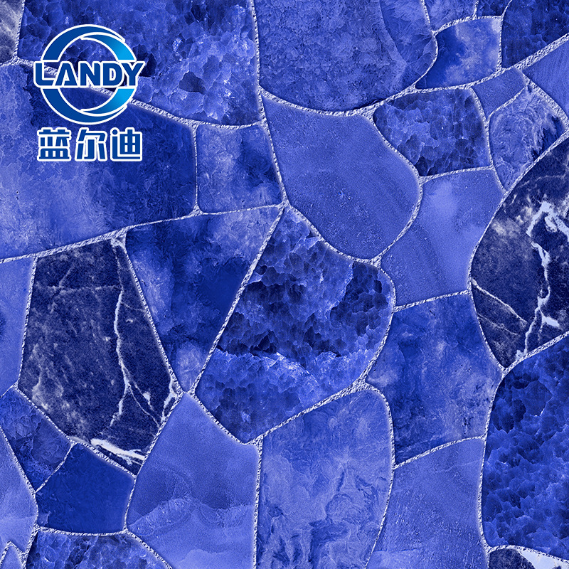 【蓝宝石大理石胶膜】泳池装饰胶膜水池防滑胶膜耐寒耐候PVC卷材