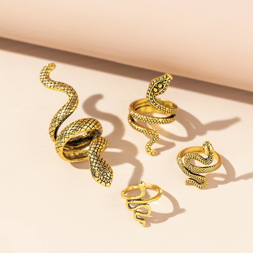 Black Snake Ring Set Series Western Dark Style Western Men's Design Sense Coiling Snake Ring