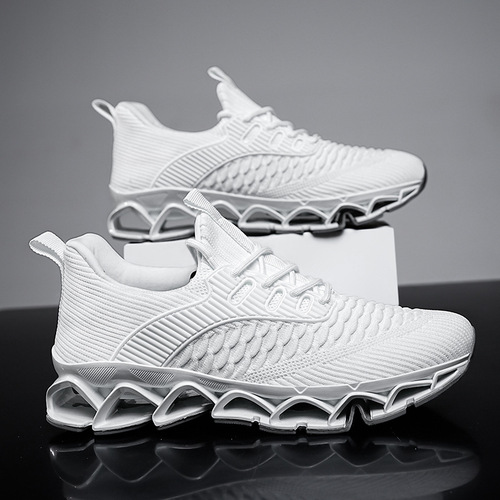 Cross-border Fly Weave Men's Shoes Spring Air Mesh Face Blade Red Sports Running Casual Trendy Shoes Versatile Men Factory Wholesale 