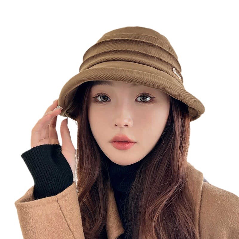 Sombrero de pescador para mujeres primavera y otoño versátil estilo coreano versátil sombrero sombrero sombrero de sol mostrando cara pequeño sombrero de cubo