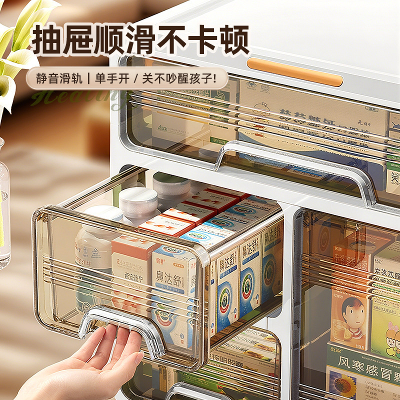 优勤药箱家庭装抽屉式药品收纳盒家用大容量药盒常用药多层收纳柜|undefined