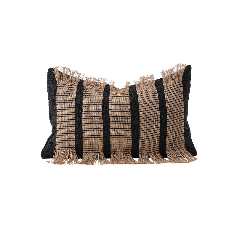 Sofá tejido de cuerda de cáñamo de mano, almohada de lujo ligera, almohada de soporte de alto nivel, decoración de ventana de acomodación residencial, viento tranquilo