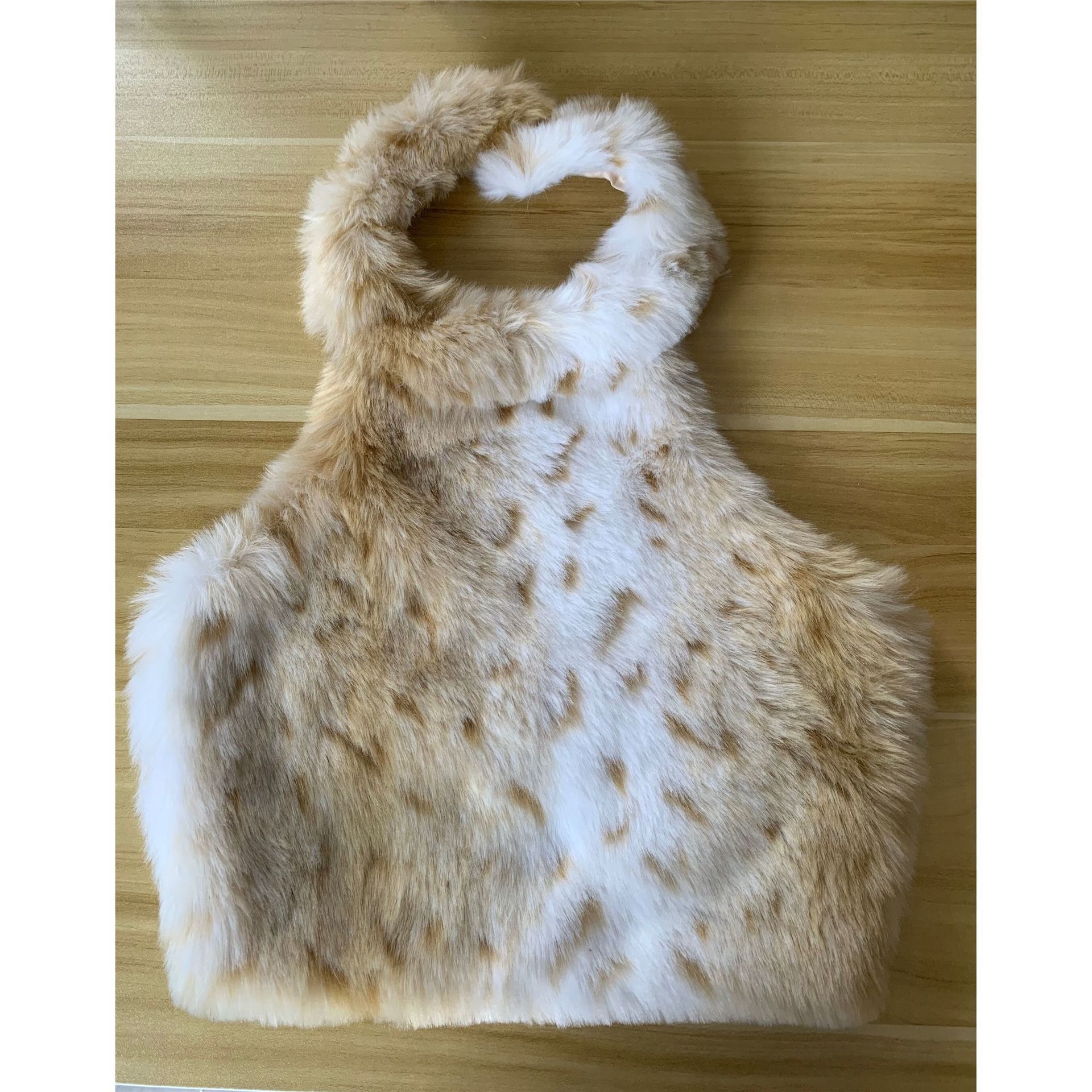 2024 fashion new style Lu Shan same style furry vest sexy sweet hot girl spliced backless halter neck top for women