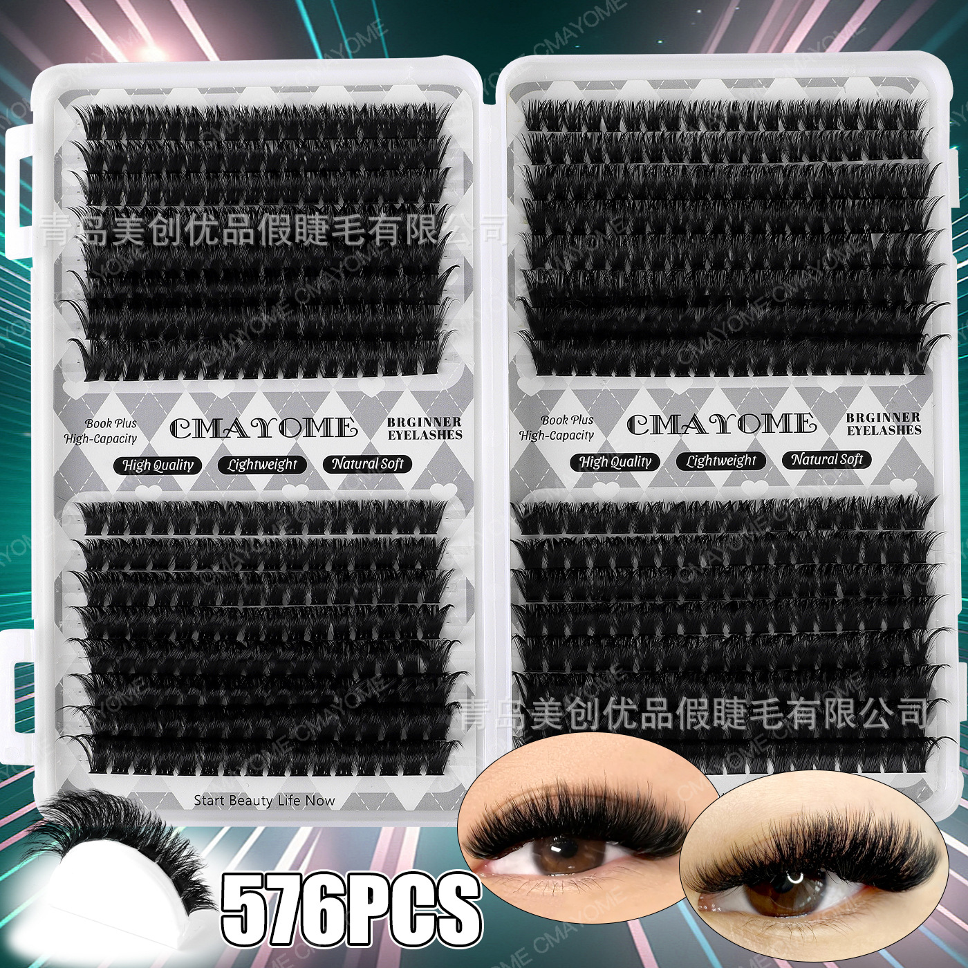 Amazon estilo caliente conjunto de pestañas postizas segmentadas europeas y americanas de un solo grupo de pestañas de injerto de cabello de gran capacidad natural al por mayor