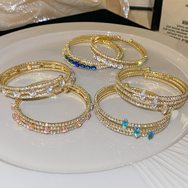 Elegant Sweet Color Block Copper Zircon Bracelets In Bulk display picture 1